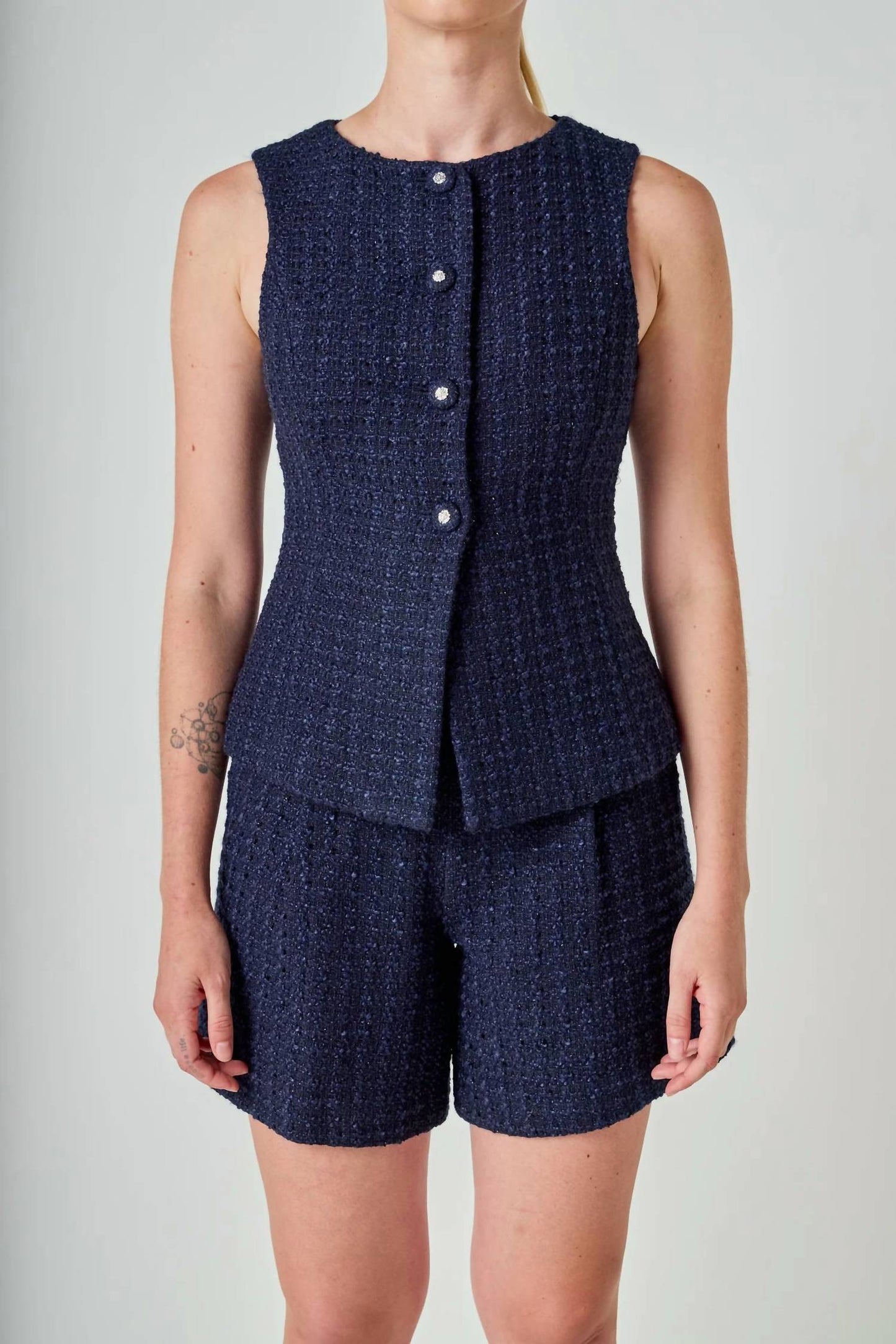 2.7 August Apparel - Tweed Relaxed Long Shorts