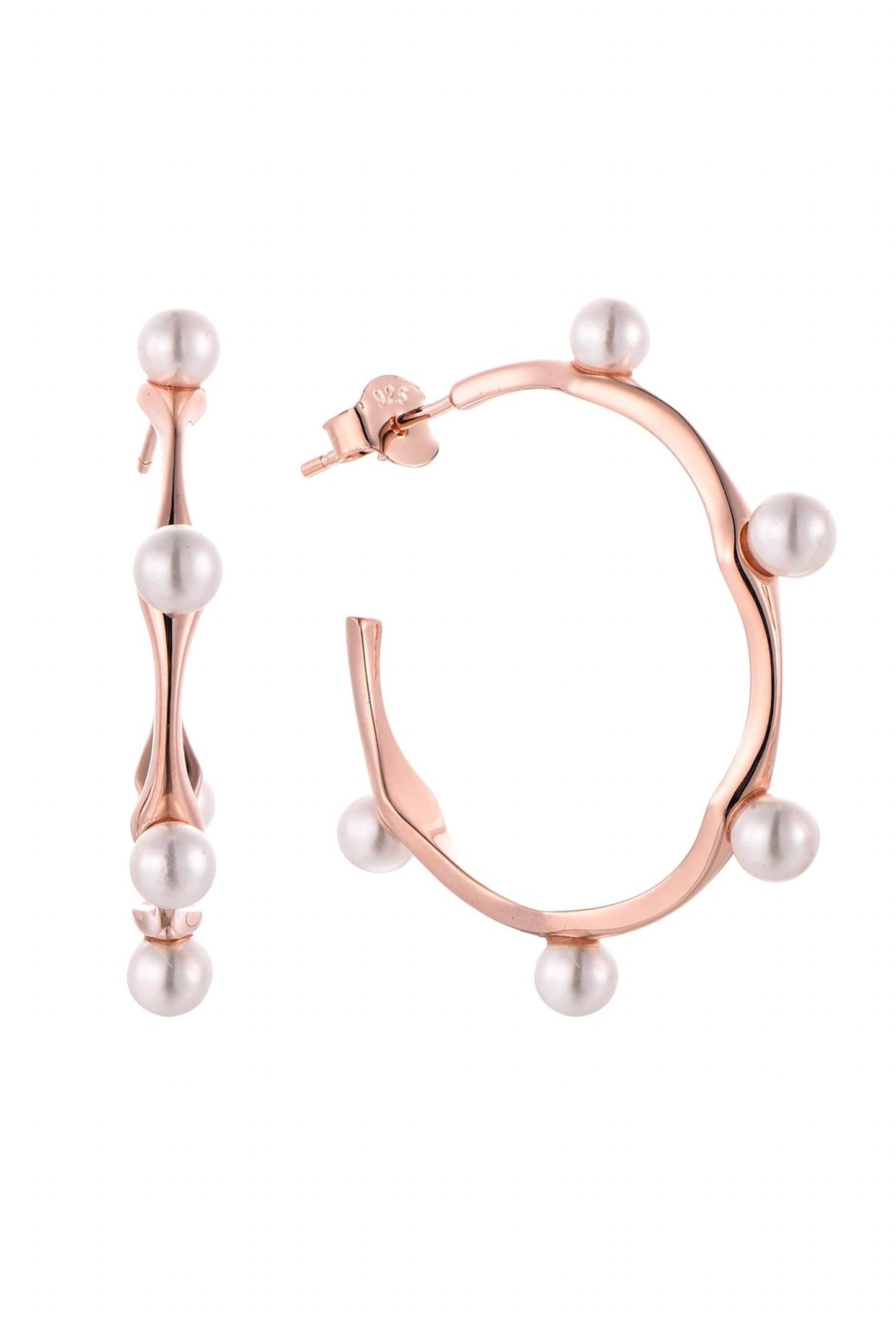 Akalia - Women's Waterproof Pearl Beads Round Half Hoop Earrings