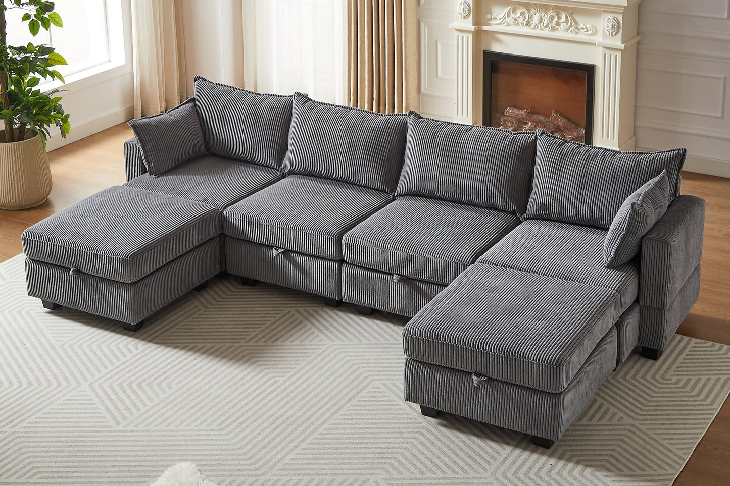 HARLOW 114 Corduroy Sofa w Storage  Corduroy  Gray