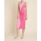 Aureum - Two-tone Smocked Midi Dress