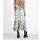 Topshop - Animal Print Silk Ruffle Open Back Cutout Midi Dress