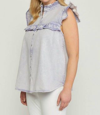 Entro - Denim Ruffled Top