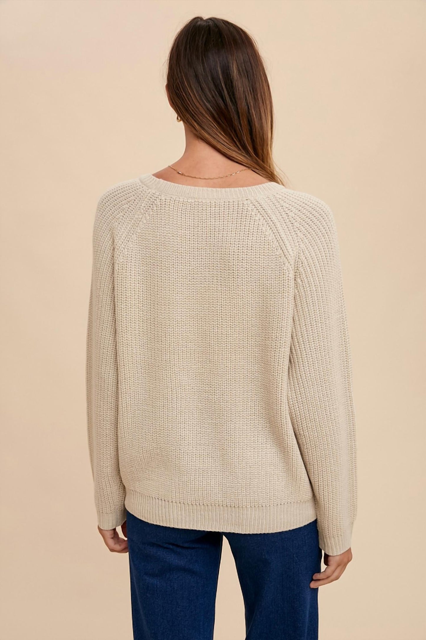 Anniewear - Hello There Embroidered Lettering Knit Top Sweater