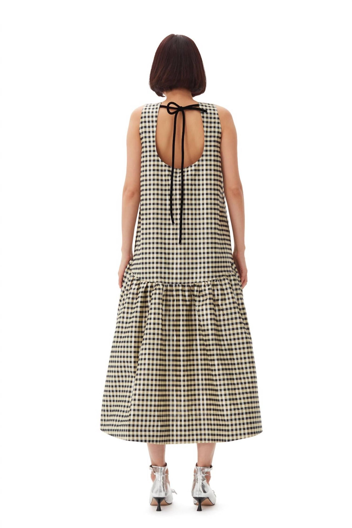 Ganni - Shiny Check Jacquard Midi Dress