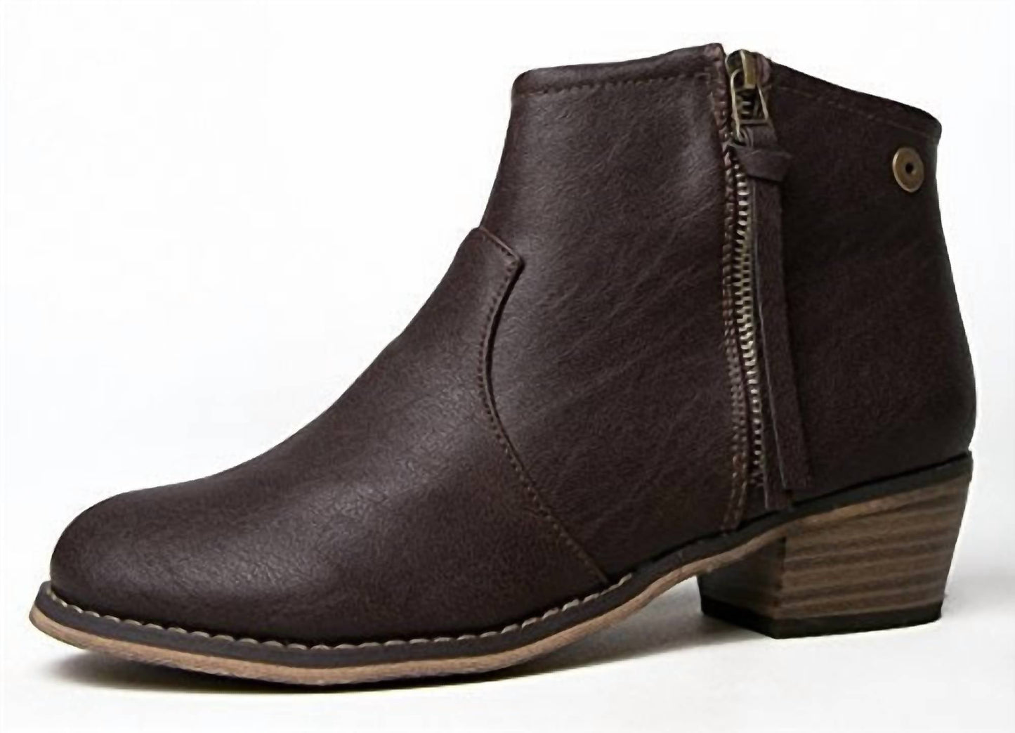 Breckelles - Women's Dorado Leatherette Zip Ankle Riding Bootie