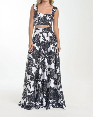 Steffany Milano - Monochrome Rose Print Two-piece Set