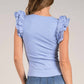 Elan - Shay Scoop Neck Ruffle Shoulder Top