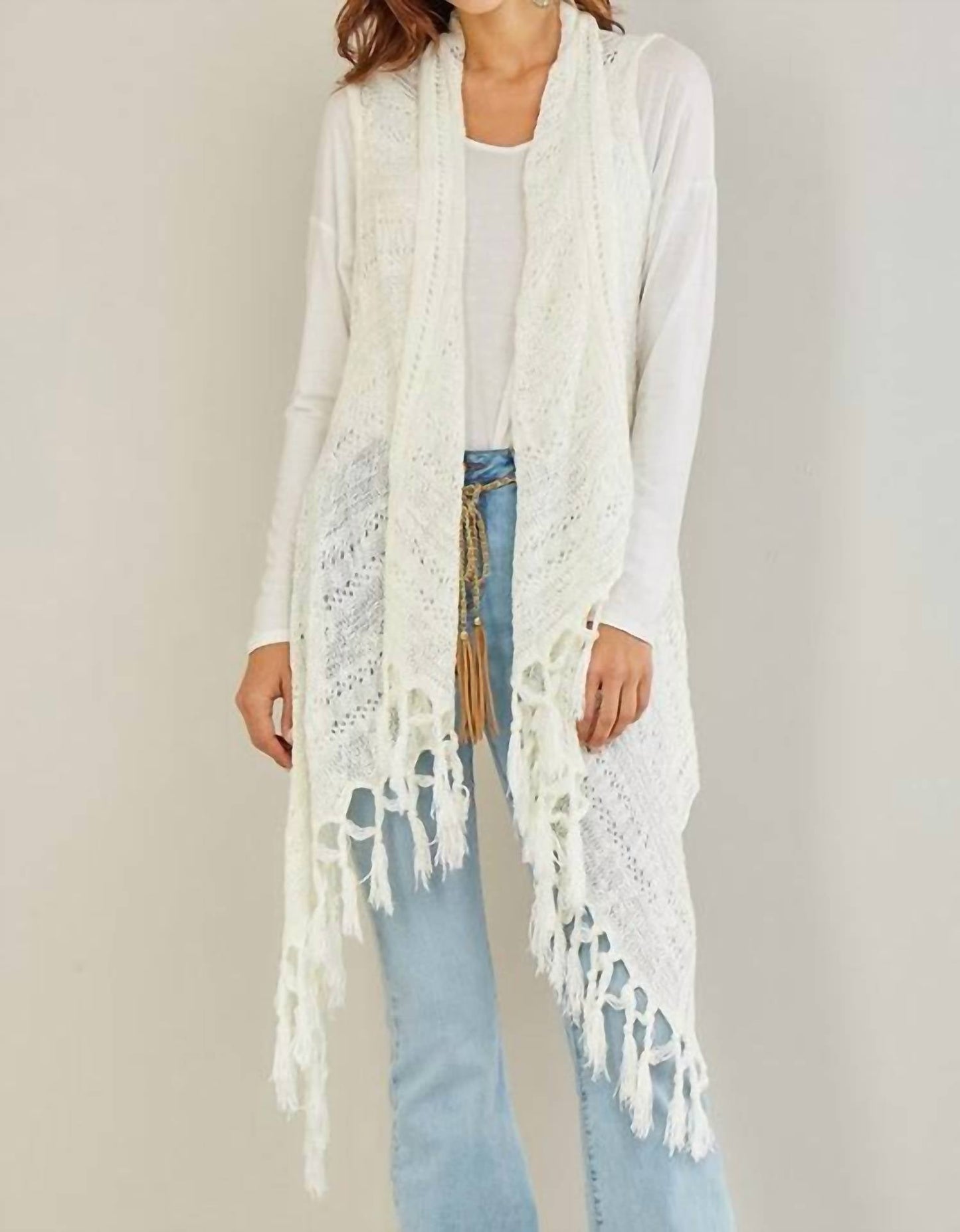 Entro - Crochet Fringed Light Cardigan