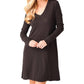 Atm - LONG SLEEVE V SLUB DRESS