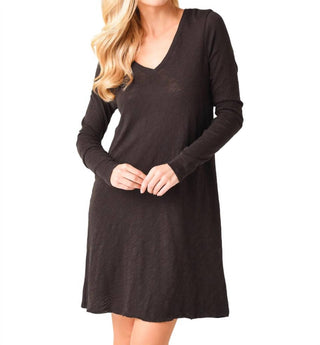 Atm - LONG SLEEVE V SLUB DRESS