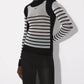 Jean Paul Gaultier - Mix Mesh And Knit Long Sleeves Pullover Printed "mariniere"