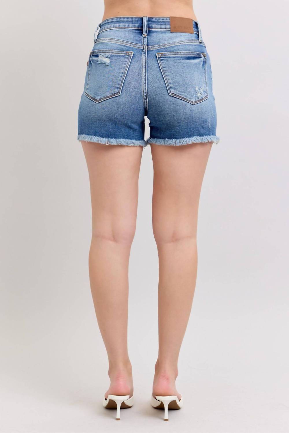 Judy Blue - High Waist Fray Hem Denim Short