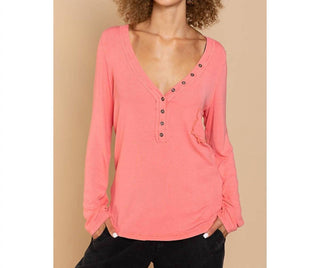 Pol - V-Neck Button Down Top