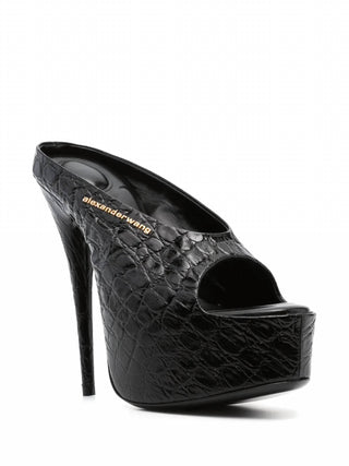 Alexander Wang - Women's Destiny 150mm Croc Embossed Leather Sandal Heels