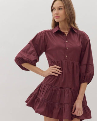 Entro - Tiered Mini Dress with lace Trim