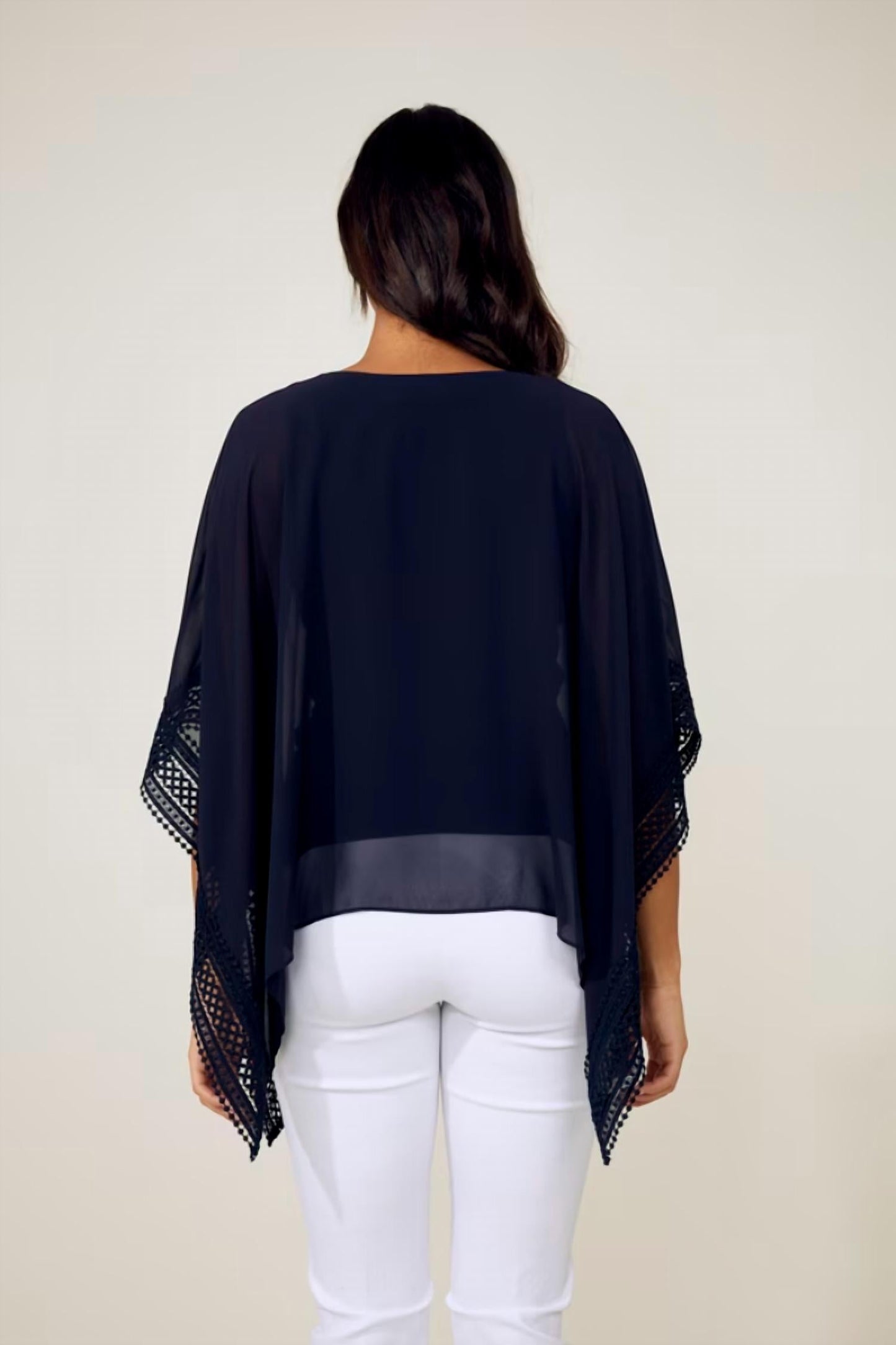 Joseph Ribkoff - Chiffon And Silky Knit Poncho Top