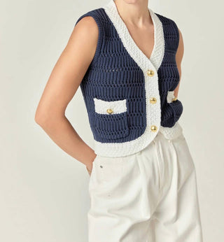2.7 August Apparel - Contrast Sleeveless Knit Vest