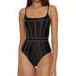 Becca - Color Sheen Corset Seamed One Piece Swimsuit