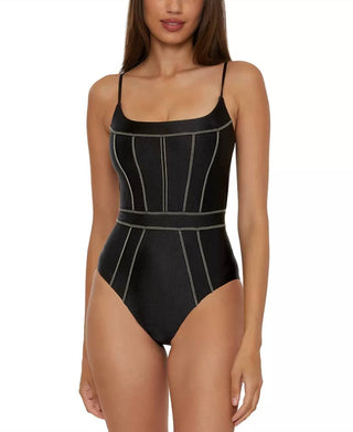 Becca - Color Sheen Corset Seamed One Piece Swimsuit