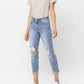 Judy Blue - Mid Rise Double Cuff Destroyed Boyfriend Denim Jeans