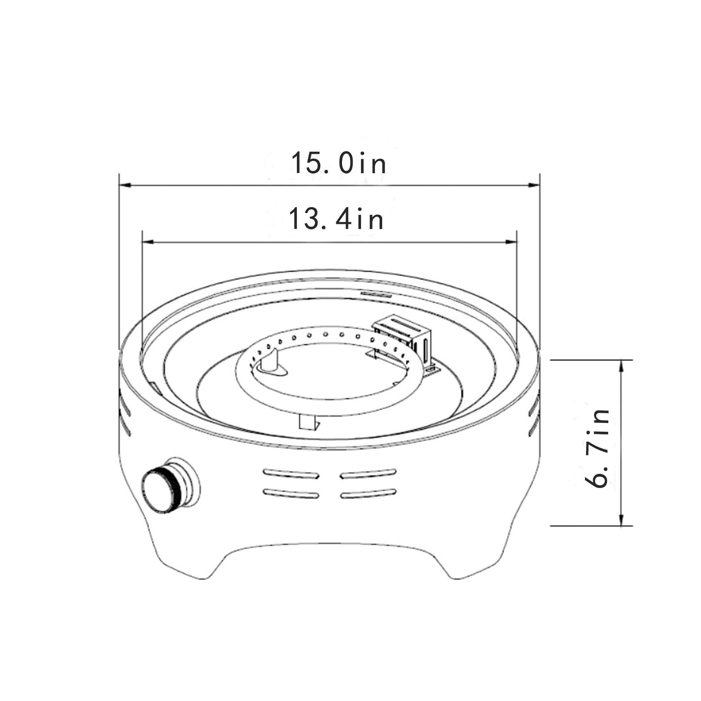 15" Propane Tabletop Gas Fire Pit For Outdoor Spaces