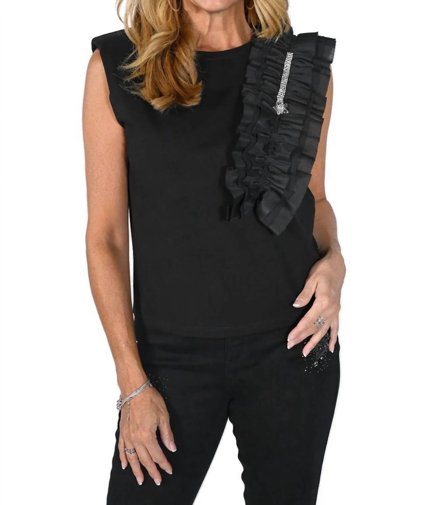 Frank Lyman - Knit Top With Shoulder Trim