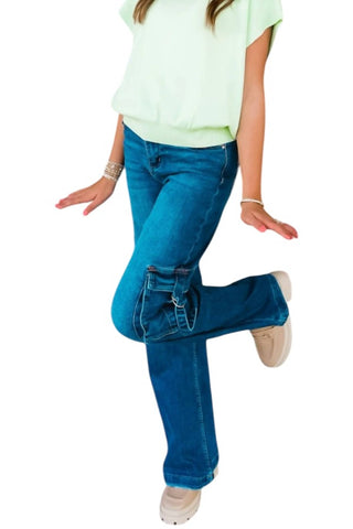 Risen - Felicia Cargo Pocket Wide Leg Jeans
