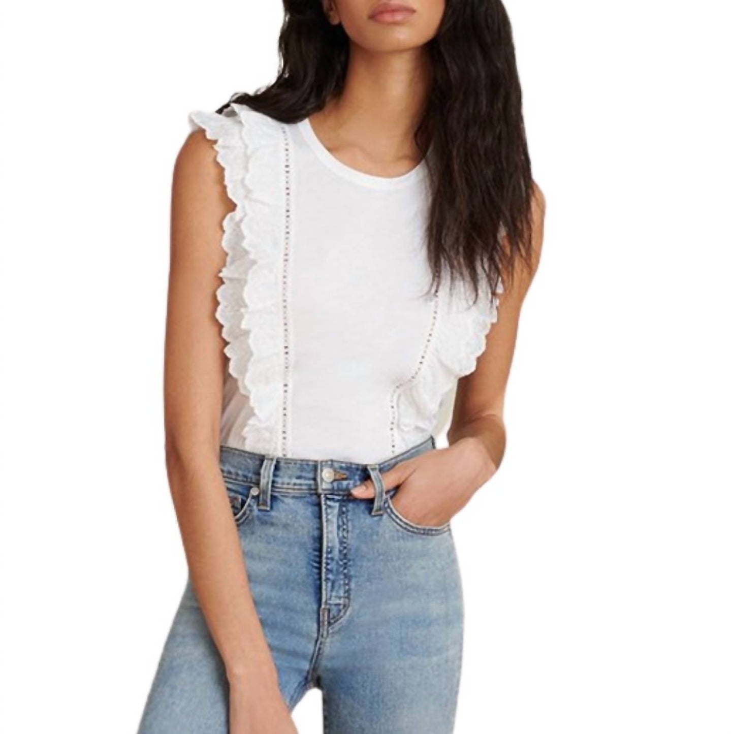 Veronica Beard - AUDRE PIMA COTTON RUFFLE TOP