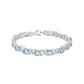 .925 Sterling Silver 16.0 Cttw Oval Blue Topaz and Diamond Accent Tennis X Link Bracelet (I-J Color, I1-I2 Clarity) - Size 7" Inch