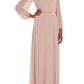 Dessy Collection Long Sleeve Evening Gown in Toasted Sugar, Size 8