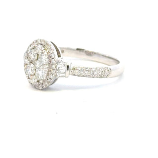 Aamiaa - 1.33 Carat Natural Diamond Oval Cluster Halo Engagement Ring