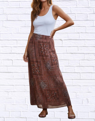 Diva Usa - Boho Patchwork Printed Maxi Skirt