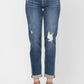 Judy Blue - Destroyed Cuffed Mid Rise Slim Fit Denim Jeans