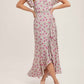 Bluivy - Floral Print Ruffle Hem Wrap Maxi Dress