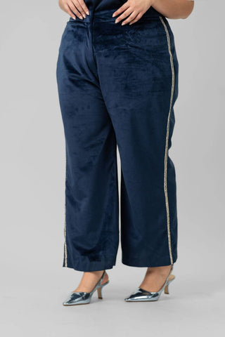 La Fuori - Velvet Sequin Stripe Pants - Plus