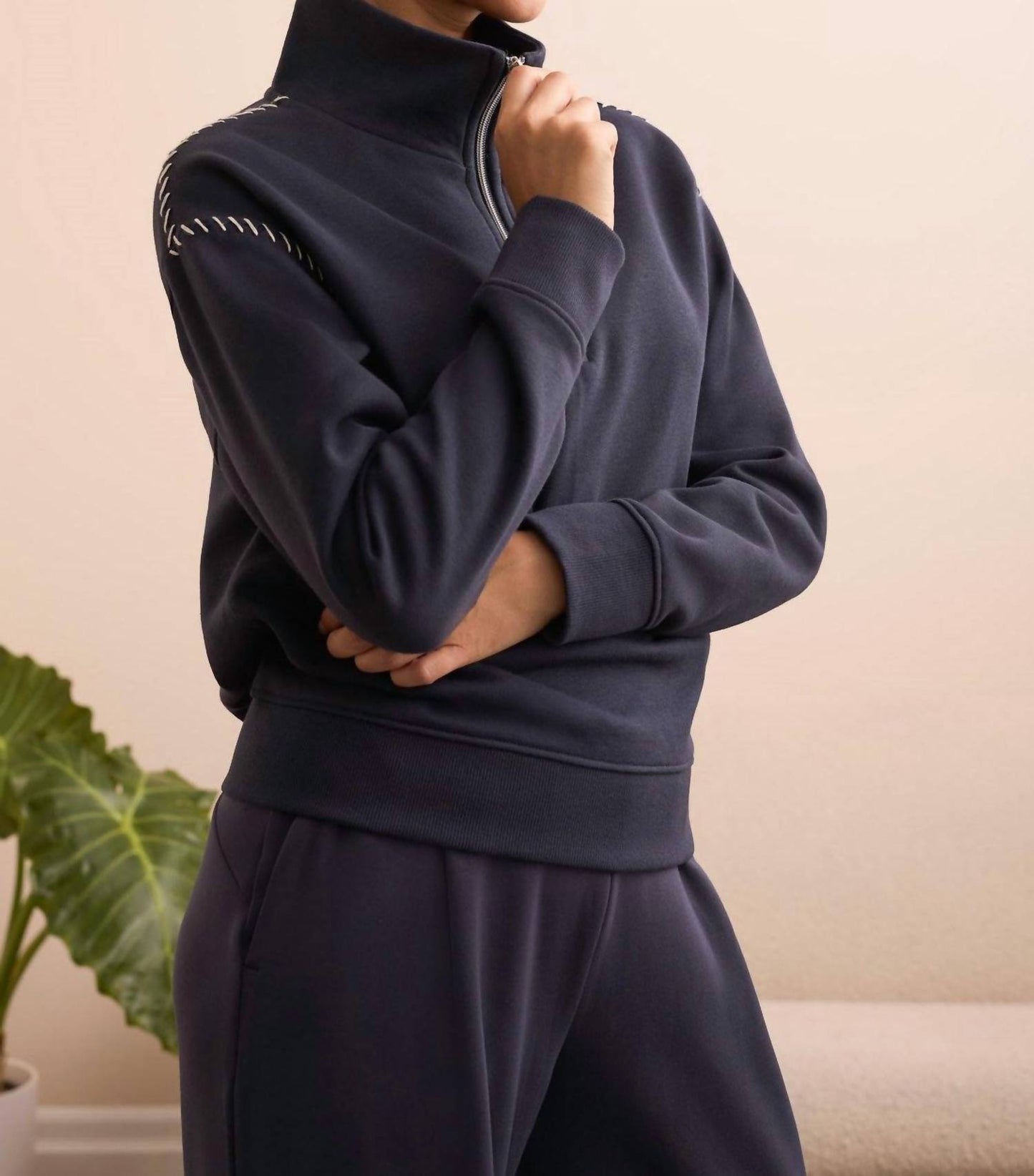 Tribal - Women's Zip Funnel Neck Top