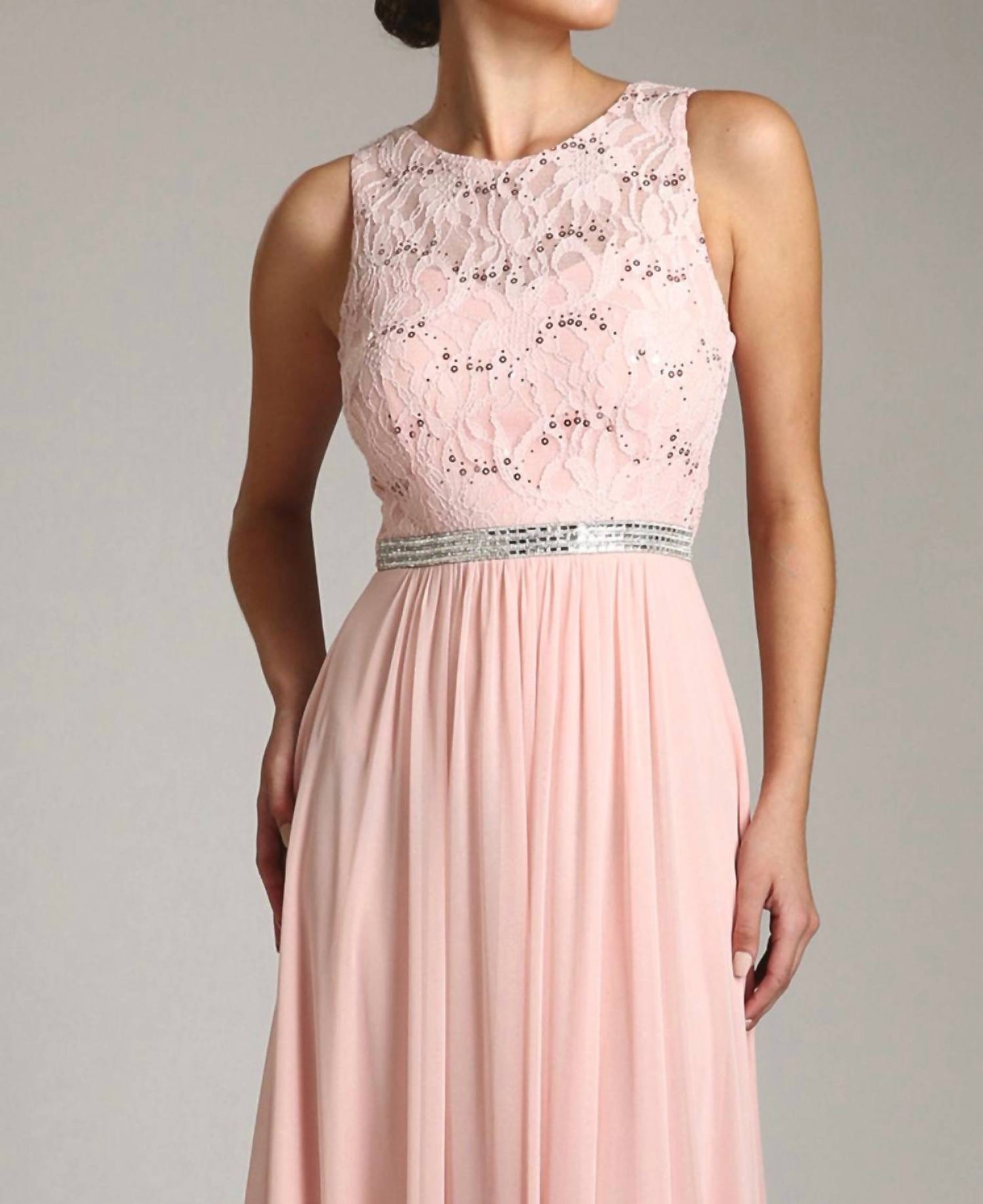 Fiesta Fashion - Lace And Satin Long Bridesmaids Maxi Dress