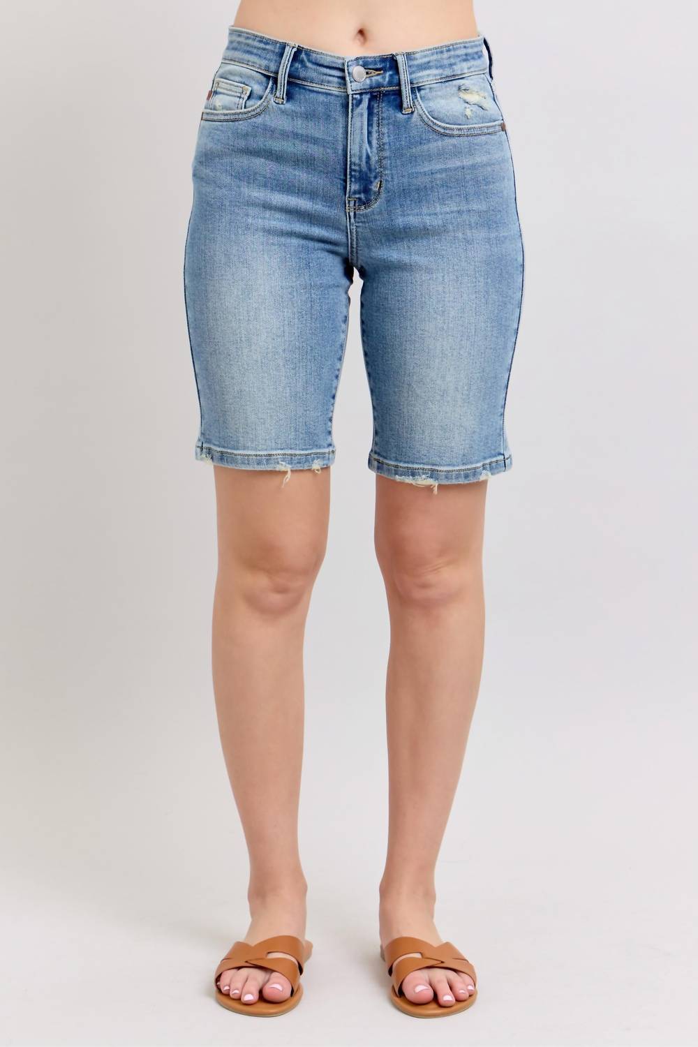 Judy Blue - High Waist Vintage Wash Bermuda Denim Short