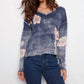Charlie B - Reverse Print Floral V-neck Sweater