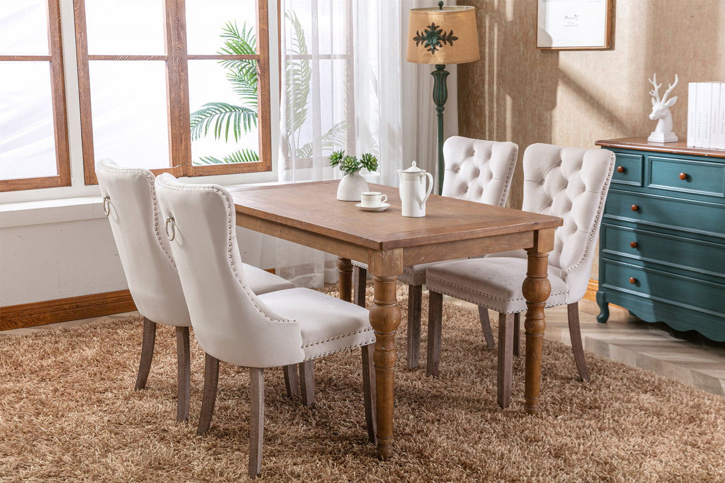 Nikki Collection Modern Velvet Upholstered Dining Chair Set