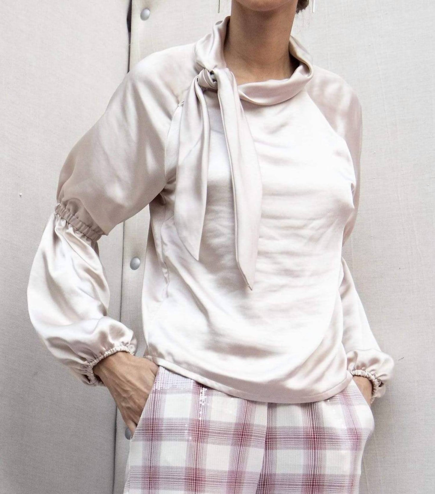 Eva Franco - Nora Satin Cinched Sleeve Blouse