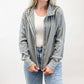 1 The Woman - Waffle Splicing Zip Up Front Button Hooded Jacket