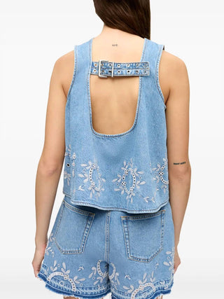 Ganni - Open-back Sleeveless Denim Top