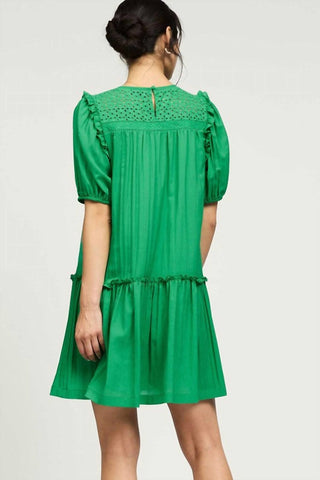 Current Air - Eyelet Ruffle Detail Mini Dress