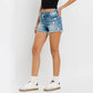 Vervet By Flying Monkey - High Rise Distressed Criss Cross Shorts