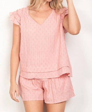 Trendsi - Very J Ruffle Cap Sleeve Top & Shorts Set