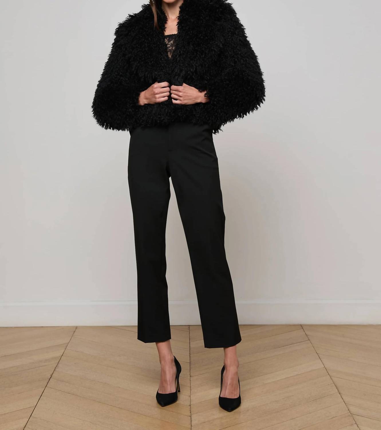 L'Agence - Aura Cropped Faux Fur Jacket