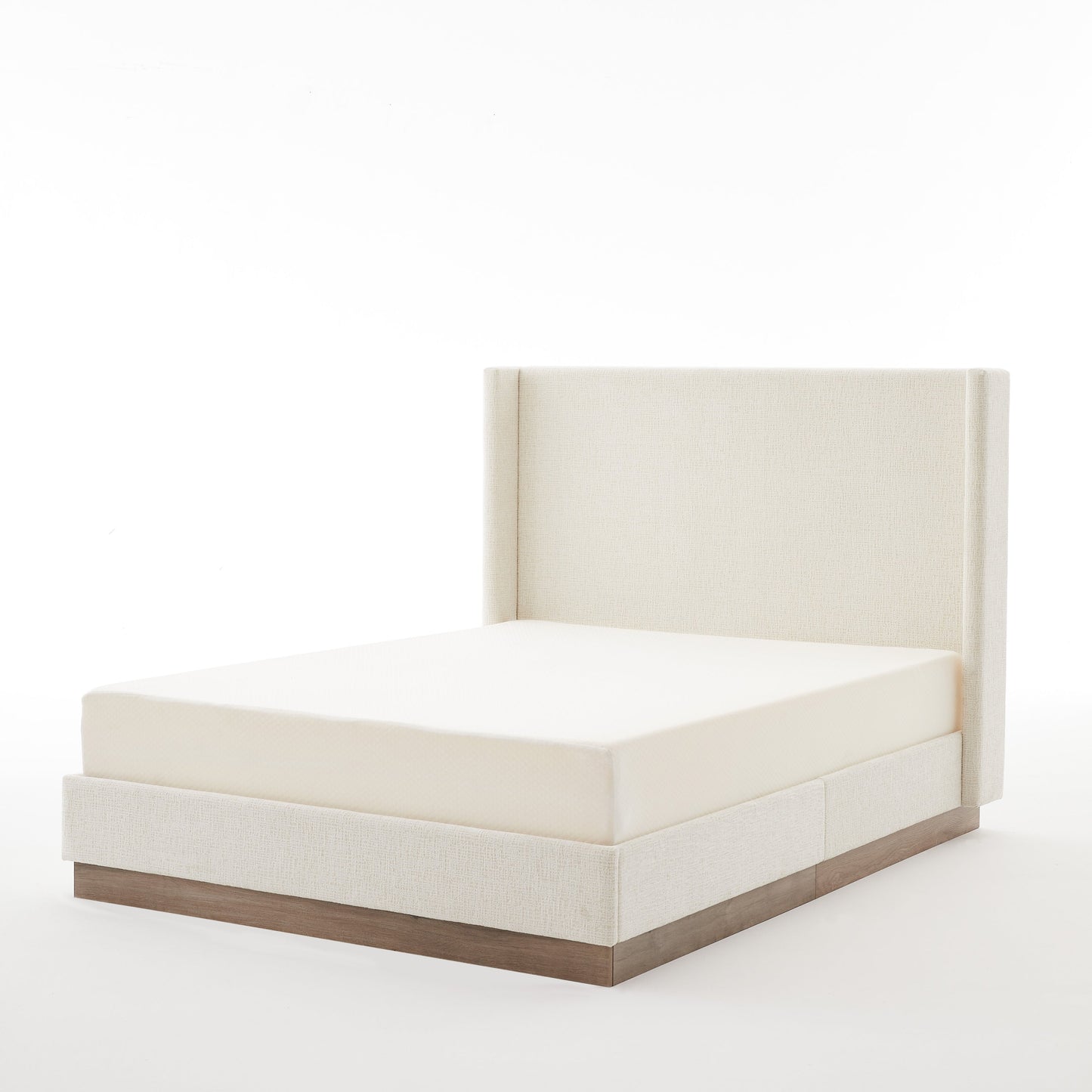 Hosford Upholstered Wingback Bed with Wood Base Platform