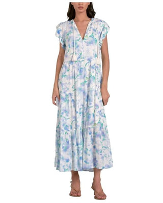 Elan - Ruffle-sleeve Tassel-tie Maxi Dress