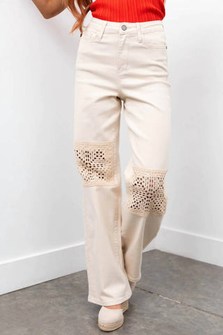 Judy Blue - Crochet Knee Straight Leg Jeans